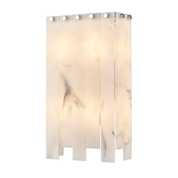 Z-Lite Viviana Wall Sconce, 4-Light, 9.5 In.W x 4.25 In.L x 15.75 In.H, Polished Nickel/Alabaster 345-4S-PN - main